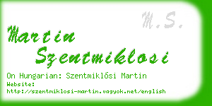 martin szentmiklosi business card