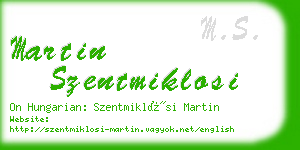 martin szentmiklosi business card